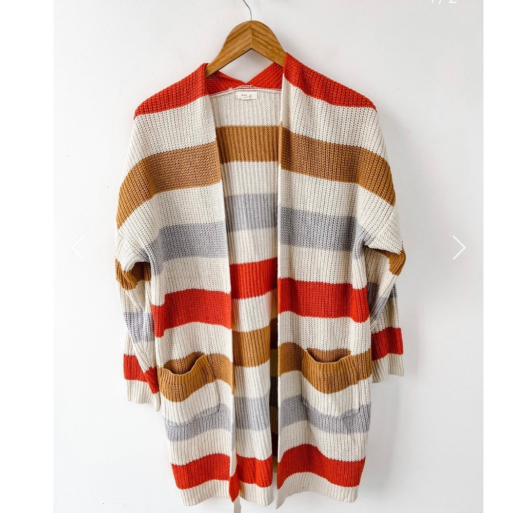 Debut Multicolored Striped Pocket Detail Cardigan / M-L
